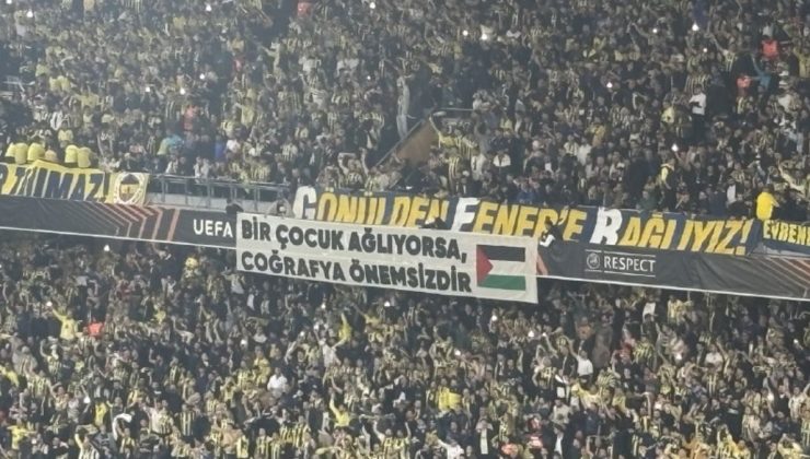 Fenerbahçe taraftarından Filistin’e destek! ’Bir çocuk ağlıyorsa coğrafya önemsizdir’