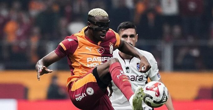 Galatasaray’da Osimhen’in şutu direkten döndü