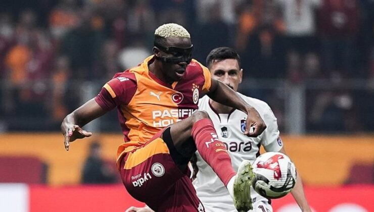 Galatasaray’da Osimhen’in şutu direkten döndü